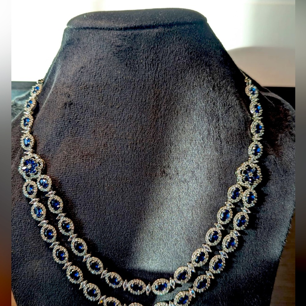 Stunning !House Of RuSa Finely Handcrafted Jewelry with mignight blue & zirconia